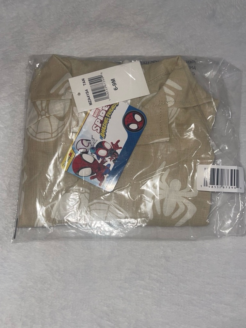 Kids Short Sleeve in Light Taupe with Spider Print - Picture 3 of 4